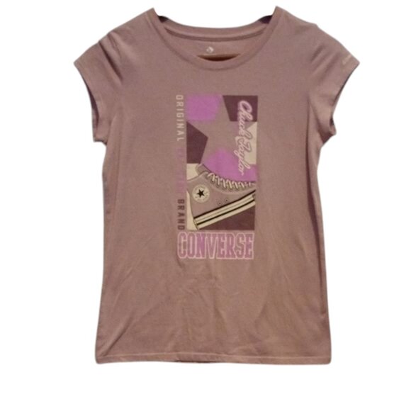Converse Girls’ Mauve Lavender Logo Graphic Tee Size XL - Picture 1 of 6